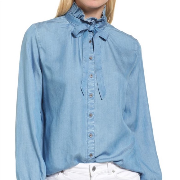 halogen ruffle neck blouse